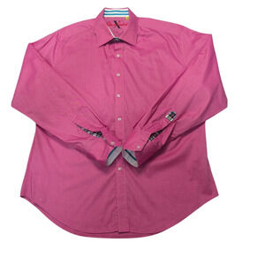 Robert Graham Mens 2XL Pink Long Sleeve Button Up Shirt Classic Fit Designer